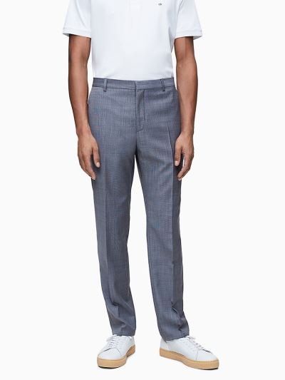 Calvin Klein Ruhák HU779967 | Calvin Klein Wool Blend Textured Férfi Öltöny Nadrág Világos Szürke